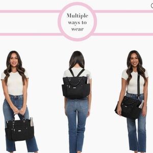 NWOT BAGGALLINI 3 IN 1 CONVERTIBLE BACKPACK WITH RFID WRISTLET, BLACK UNISEX